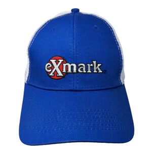 eXmark Men's Snapback Mesh Back Hat Blue White Adjustable Embroidered Logo